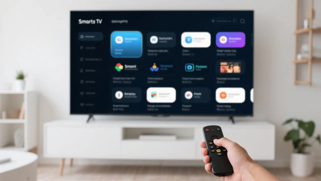 智能电视应用与遥控器操作示意图